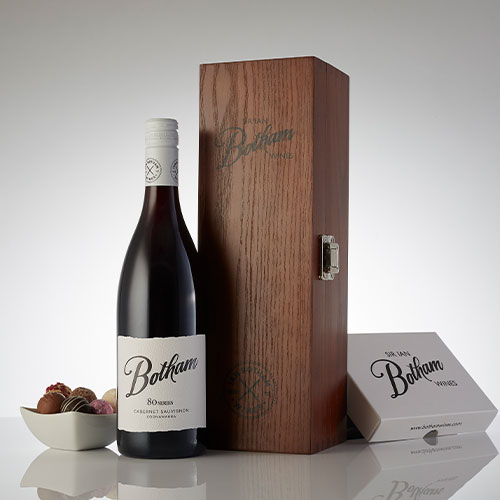 80 Series Cab Sav in a wooden gift box with truffle